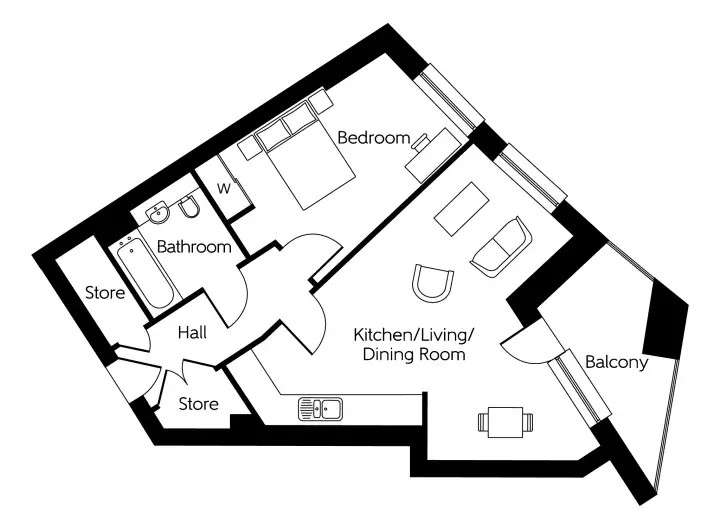 1 bedroom flat for sale - floorplan