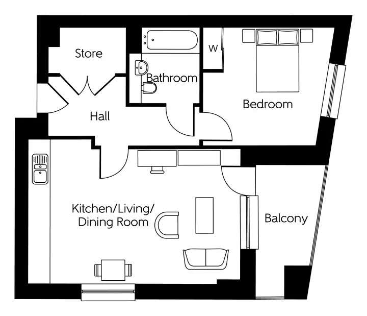 1 bedroom flat for sale - floorplan