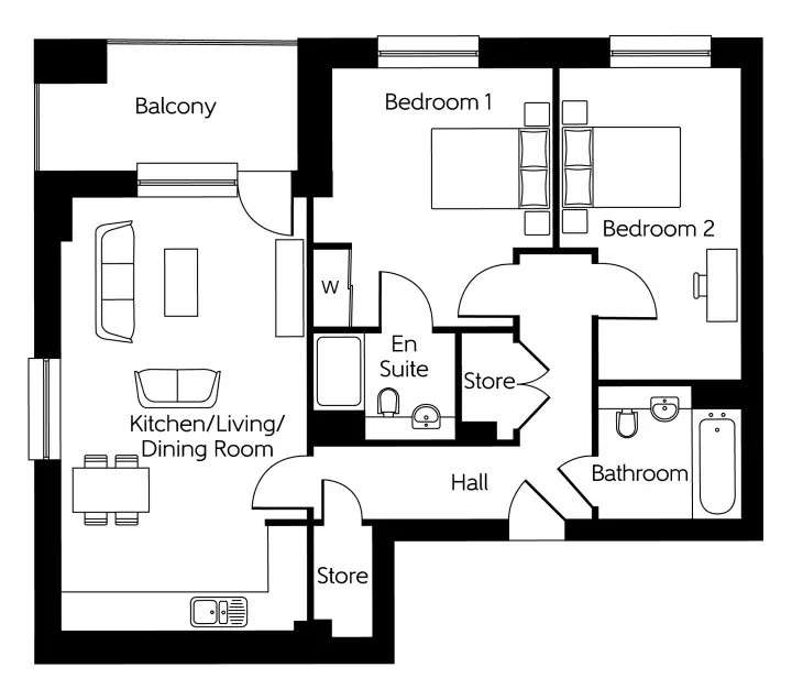 2 bedroom flat for sale - floorplan