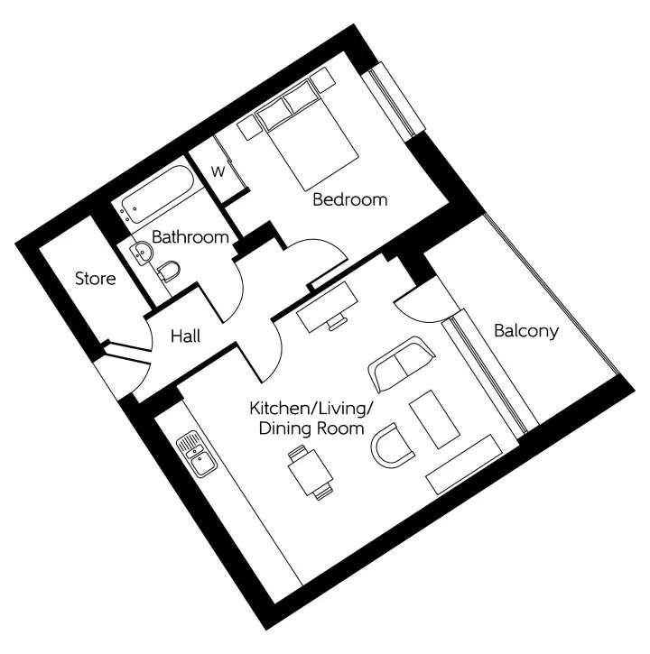 1 bedroom flat for sale - floorplan