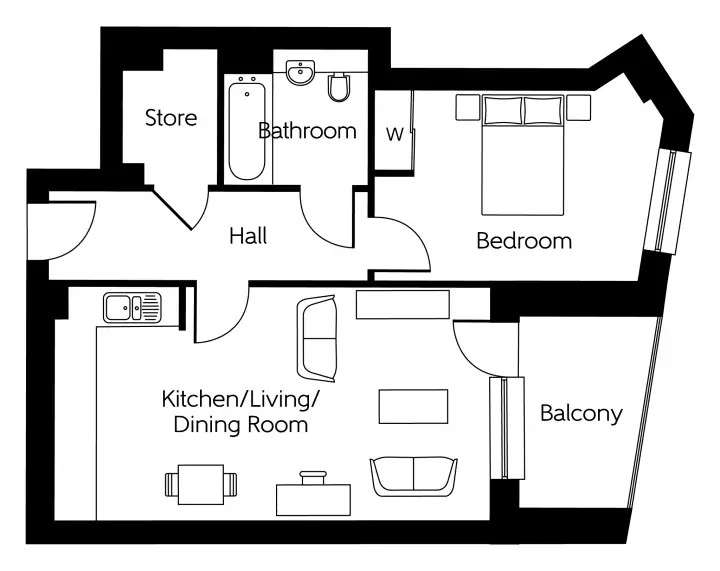 1 bedroom flat for sale - floorplan