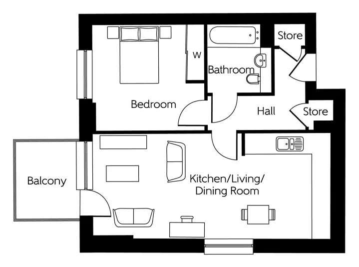 1 bedroom flat for sale - floorplan