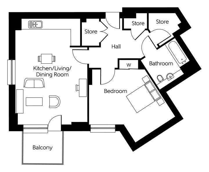 1 bedroom flat for sale - floorplan