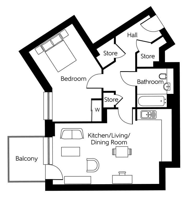 1 bedroom flat for sale - floorplan