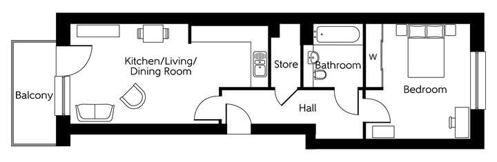 1 bedroom flat for sale - floorplan