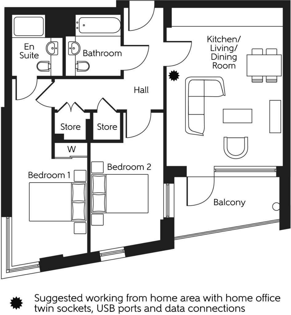 2 bedroom flat for sale - floorplan