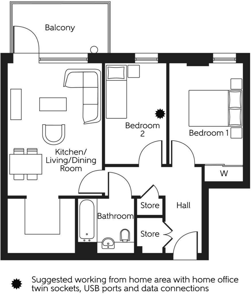 2 bedroom flat for sale - floorplan