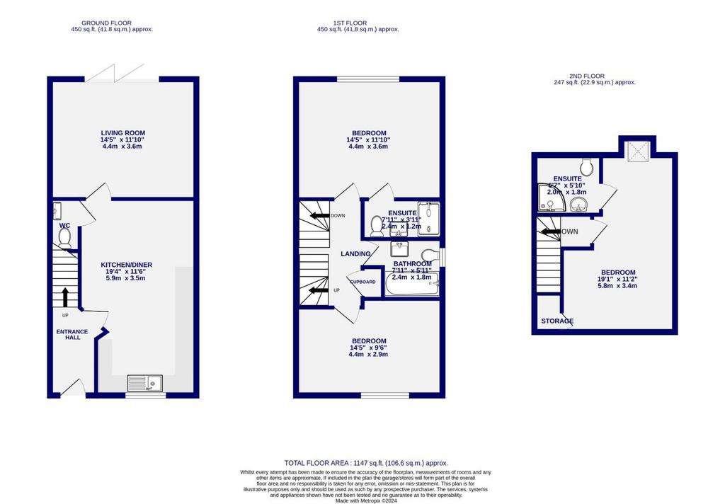 3 bedroom semi-detached house for sale - floorplan