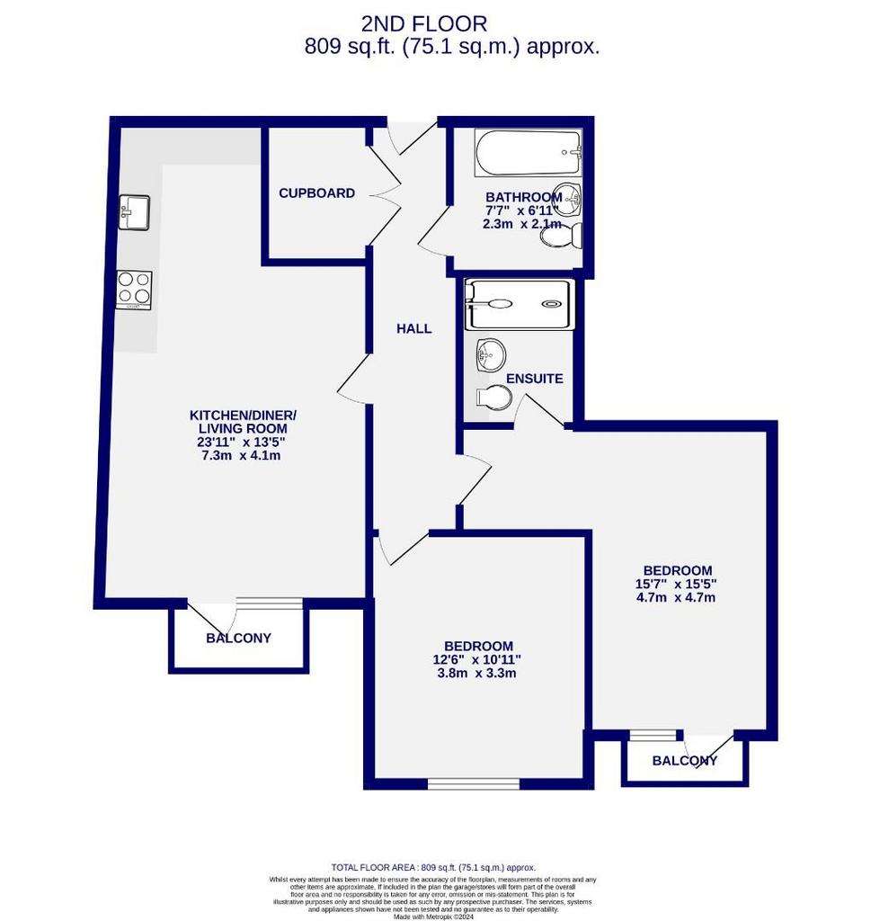 2 bedroom flat for sale - floorplan