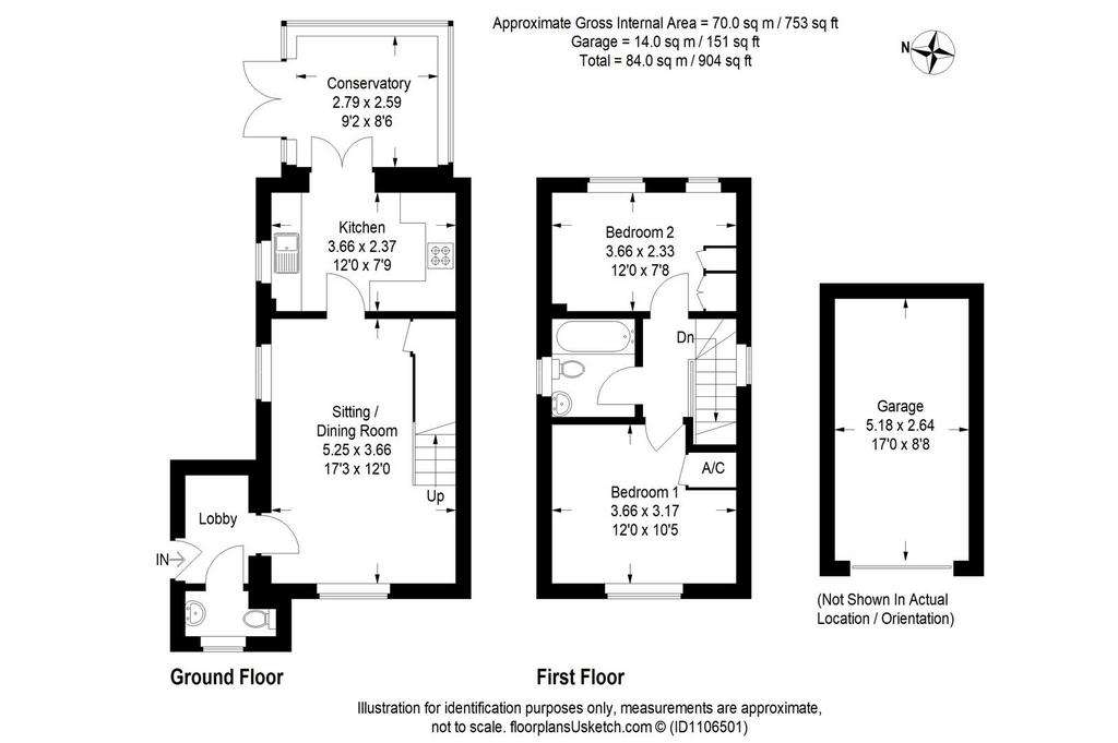 2 bedroom terraced house for sale - floorplan