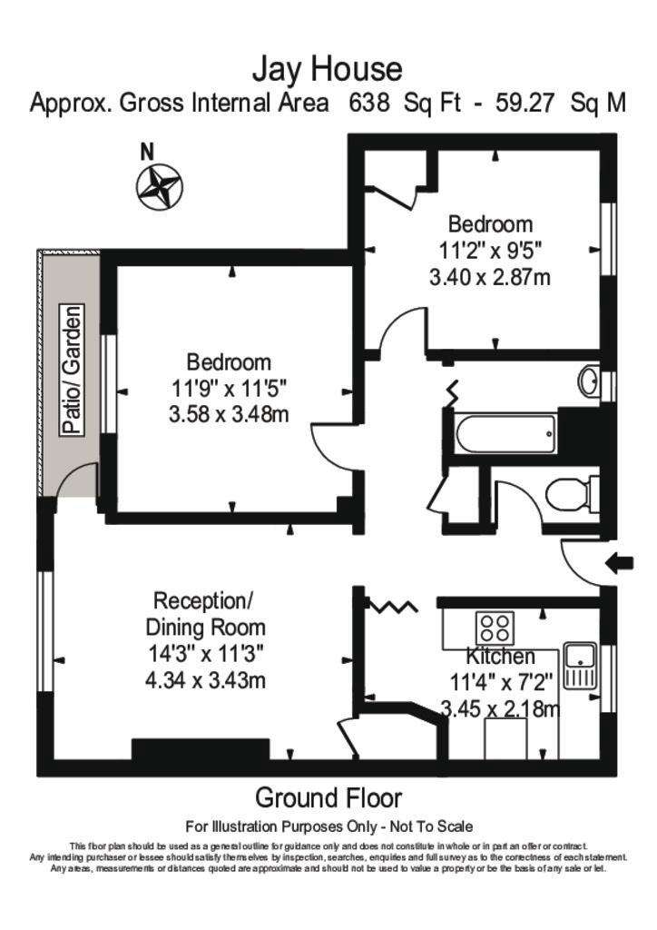 2 bedroom flat to rent - floorplan