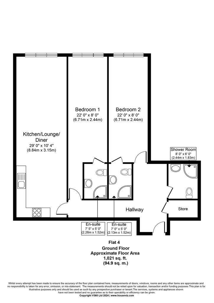 2 bedroom flat to rent - floorplan