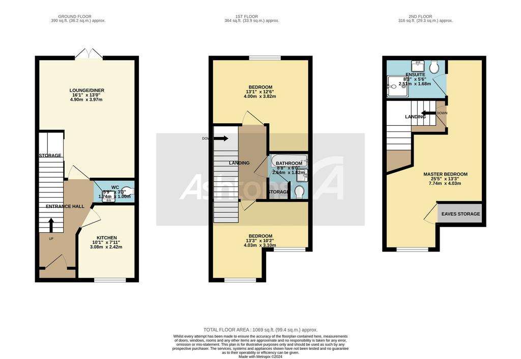 3 bedroom town house for sale - floorplan