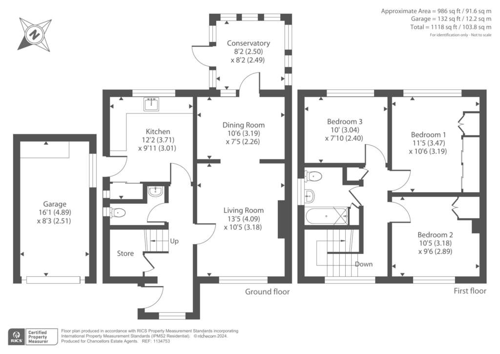 3 bedroom semi-detached house for sale - floorplan