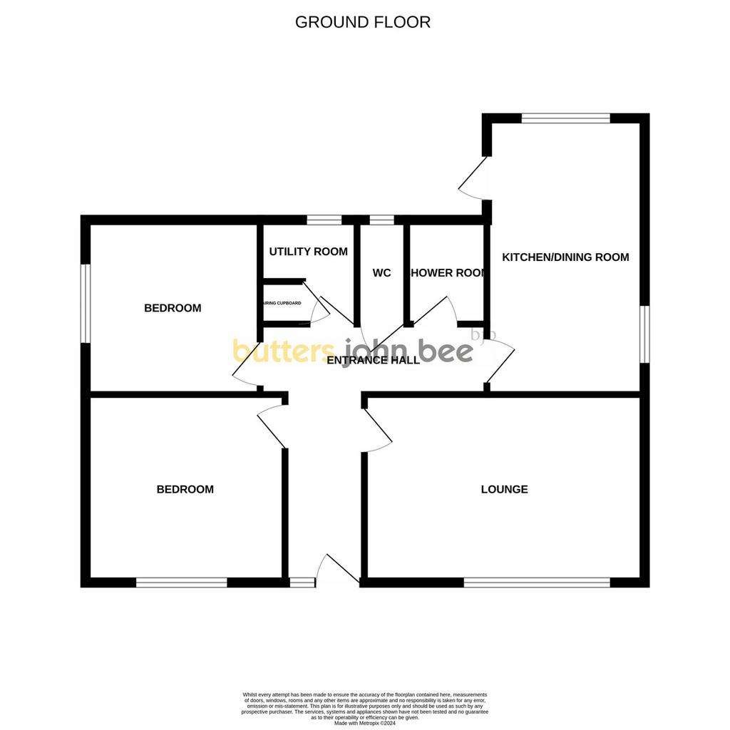 2 bedroom detached bungalow for sale - floorplan