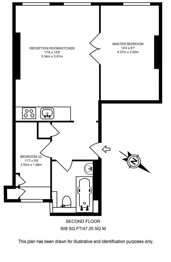 2 bedroom flat to rent - floorplan