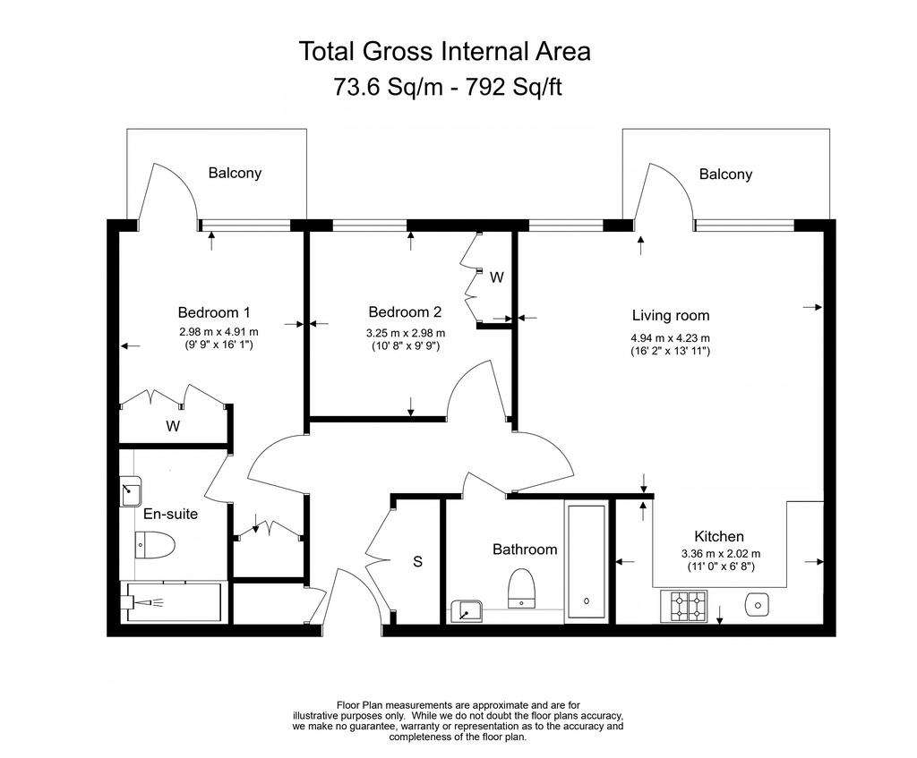 2 bedroom flat to rent - floorplan