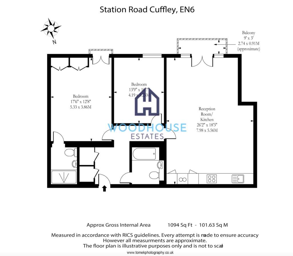 2 bedroom flat to rent - floorplan