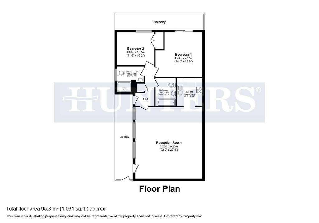 2 bedroom flat to rent - floorplan