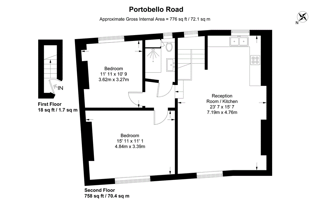 2 bedroom flat to rent - floorplan