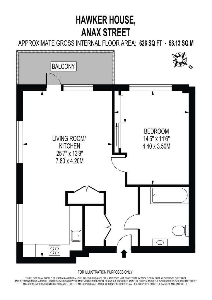 1 bedroom flat to rent - floorplan