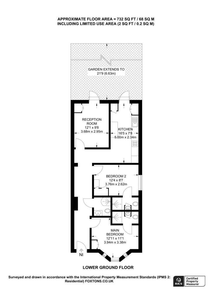 2 bedroom flat to rent - floorplan