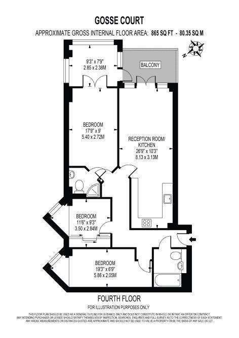 3 bedroom flat to rent - floorplan