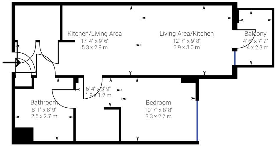 1 bedroom flat to rent - floorplan