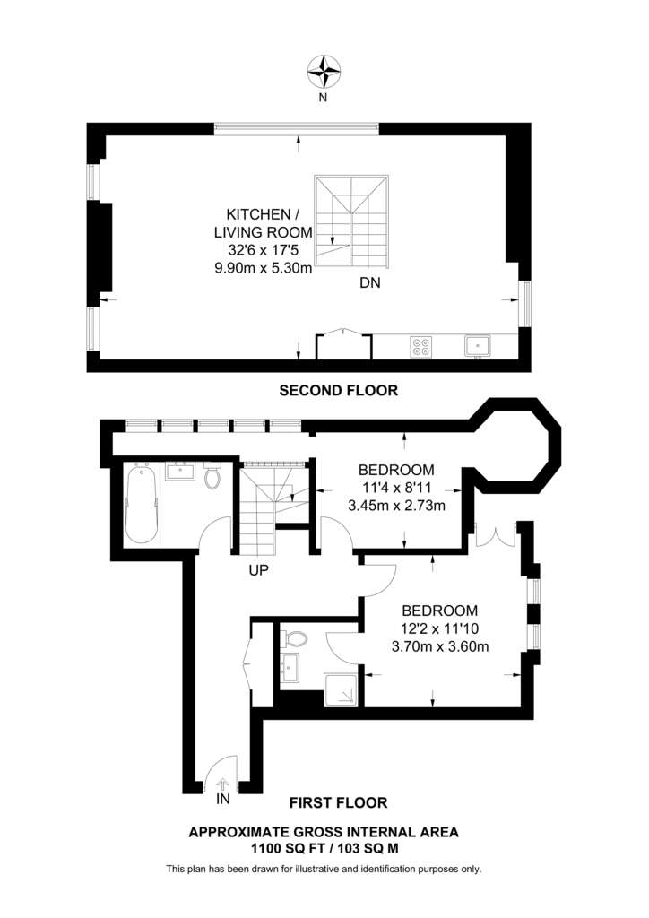 2 bedroom flat to rent - floorplan