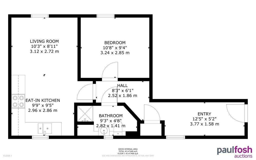 1 bedroom flat for sale - floorplan