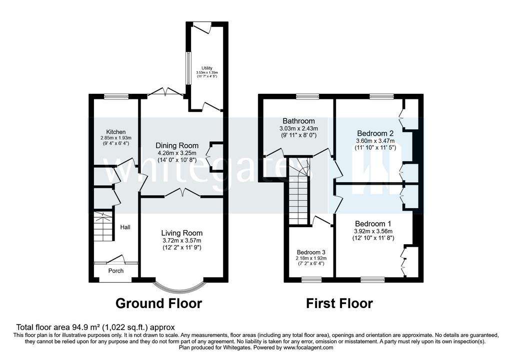 3 bedroom terraced house for sale - floorplan