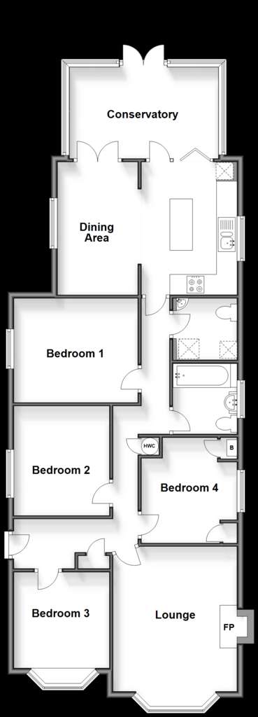 4 bedroom detached bungalow for sale - floorplan