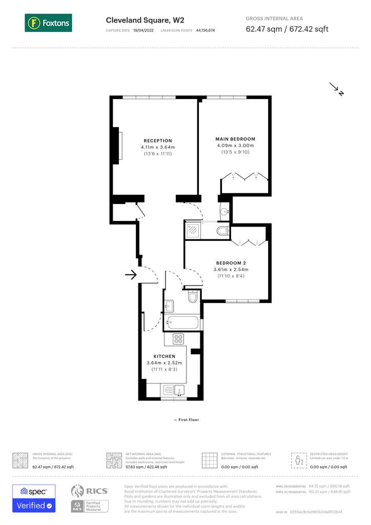 2 bedroom flat to rent - floorplan