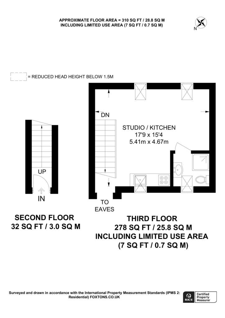 Studio flat to rent - floorplan