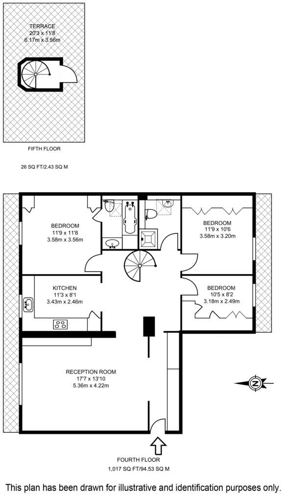 3 bedroom flat to rent - floorplan