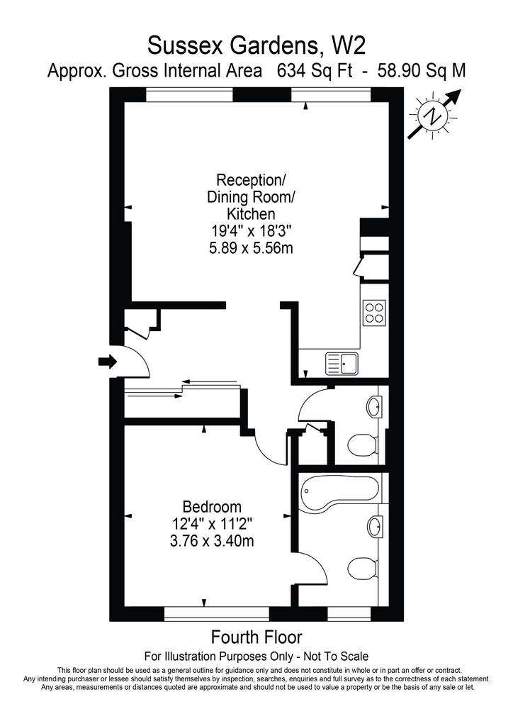 1 bedroom flat to rent - floorplan