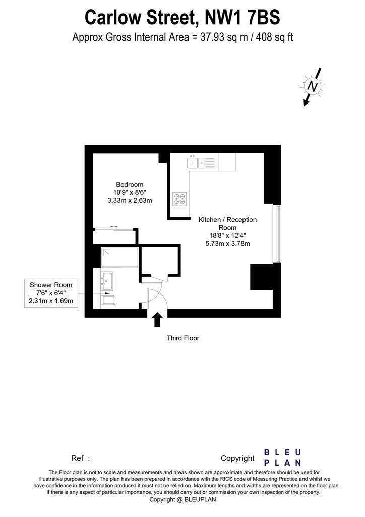 1 bedroom flat to rent - floorplan