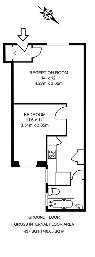 1 bedroom flat to rent - floorplan