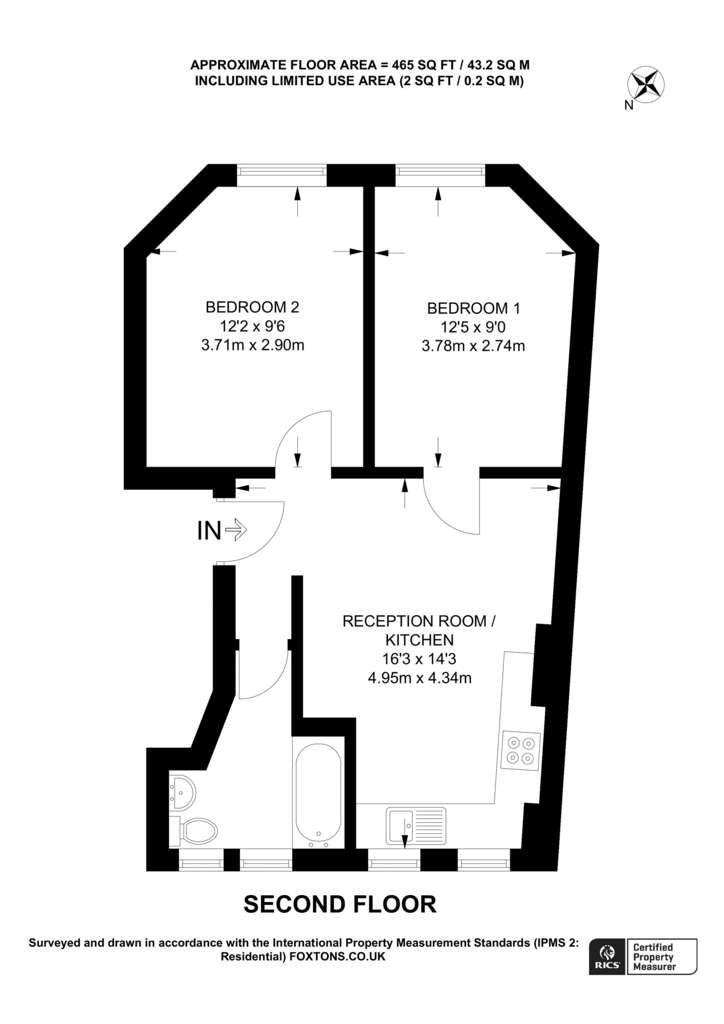 2 bedroom flat to rent - floorplan