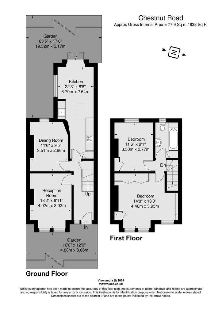 2 bedroom end of terrace house to rent - floorplan