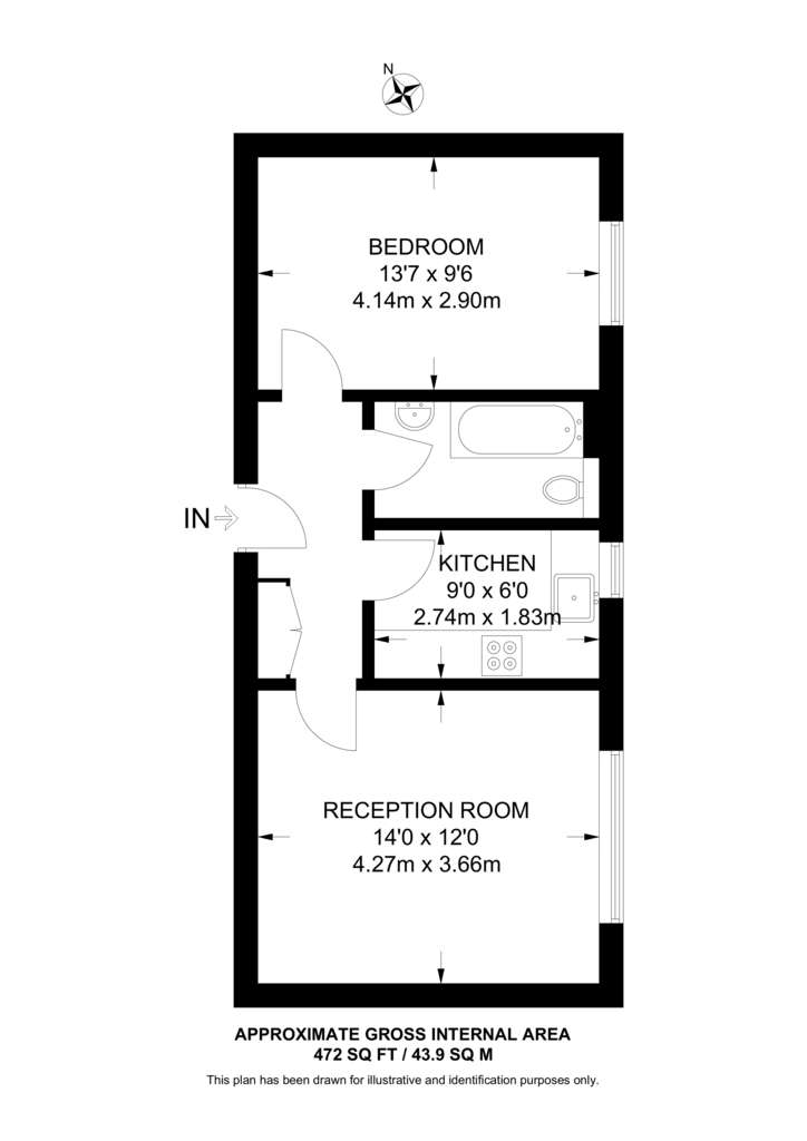 1 bedroom flat to rent - floorplan