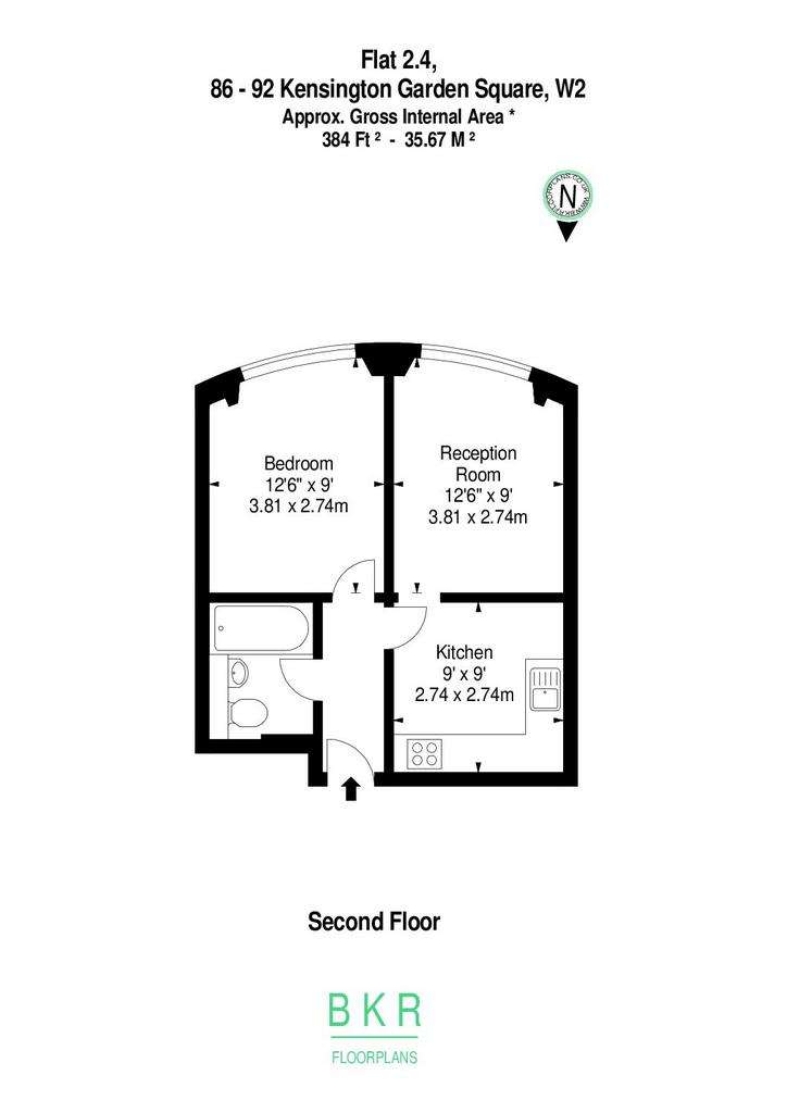 1 bedroom flat to rent - floorplan