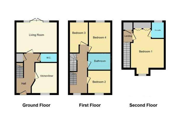 4 bedroom end of terrace house for sale - floorplan