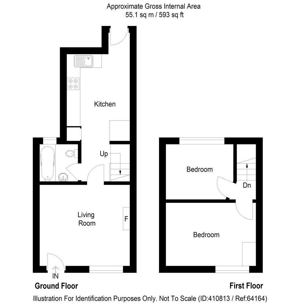 2 bedroom end of terrace house to rent - floorplan