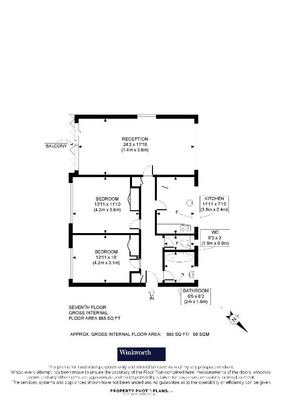 2 bedroom flat for sale - floorplan