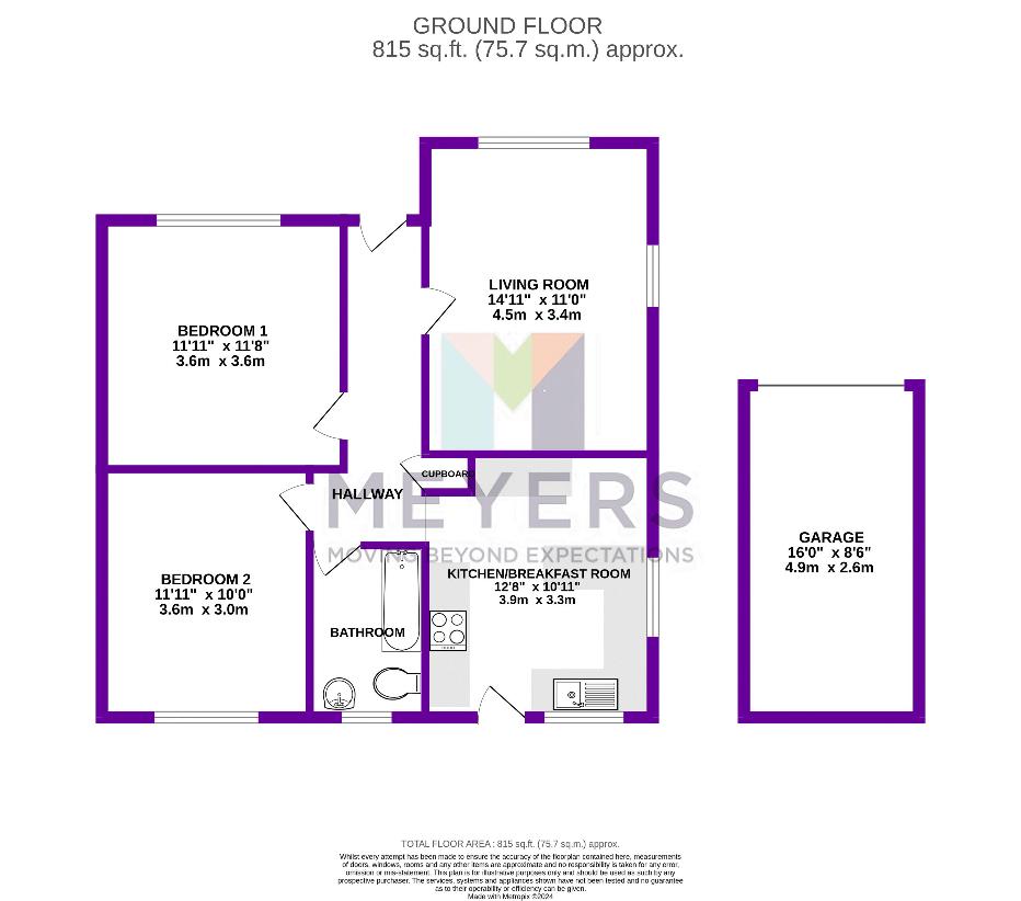 2 bedroom bungalow for sale - floorplan