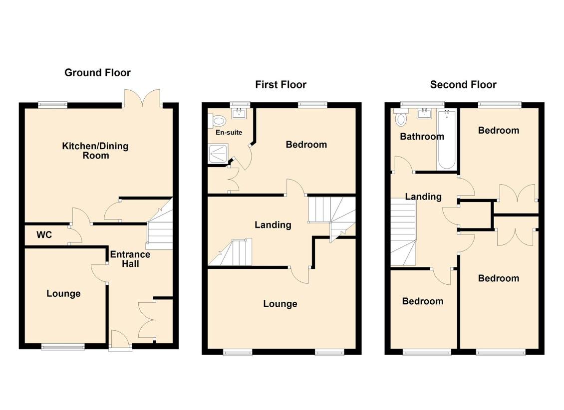 4 bedroom town house for sale - floorplan