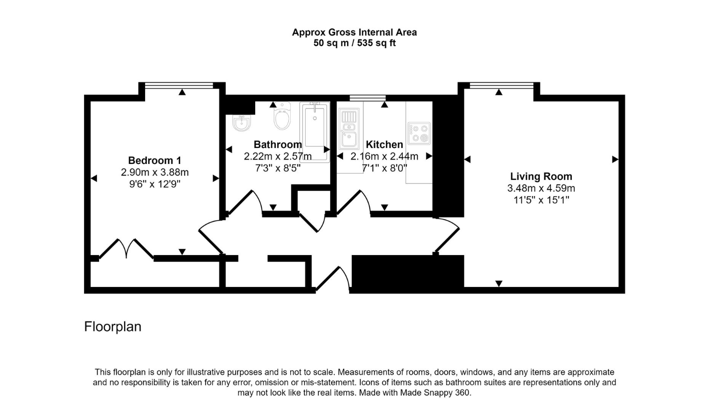 1 bedroom flat for sale - floorplan