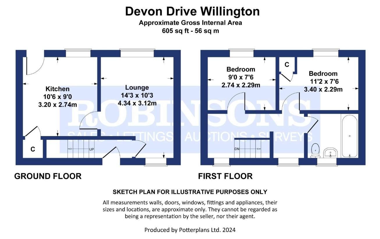 2 bedroom semi-detached house for sale - floorplan