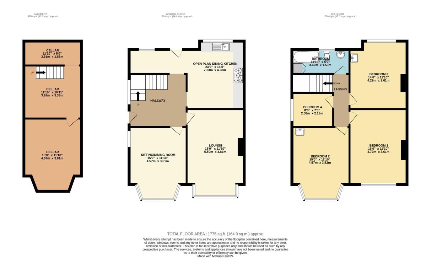 4 bedroom semi-detached house for sale - floorplan